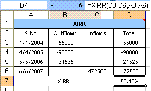 Excel XIRR